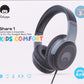 Share 1 Kids Headphones Wired with Microphone & Share Port, 85Db/94Db Volume Limited, Cute Foldable Student Child Boys Girls Headphones for School/Classroom/Travel Black/Grey