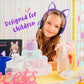 Kids Headphones with Cute LED Glowing Cat Ears,Foldable, Noise-Canceling and Adjustable Toddlers Headphones for Boys and Girls (Purple)