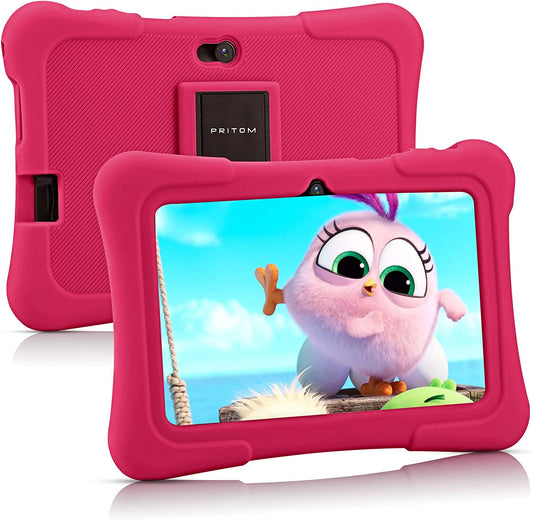 7 Inch Kids Tablet | Quad Core Android 10.0, 32 GB ROM | Wifi,Bluetooth,Dual Camera | Educational,Games,Parental Control,Kids Software Pre-Installed with Kids-Tablet Case (Pink)