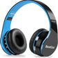 Kids Bluetooth Headphones BT6002 Wireless Headphones for Kids Children Adults for School Foldable Headset for 18 Hours for Pc/Phone/Tablets/Tv (Black/Blue)