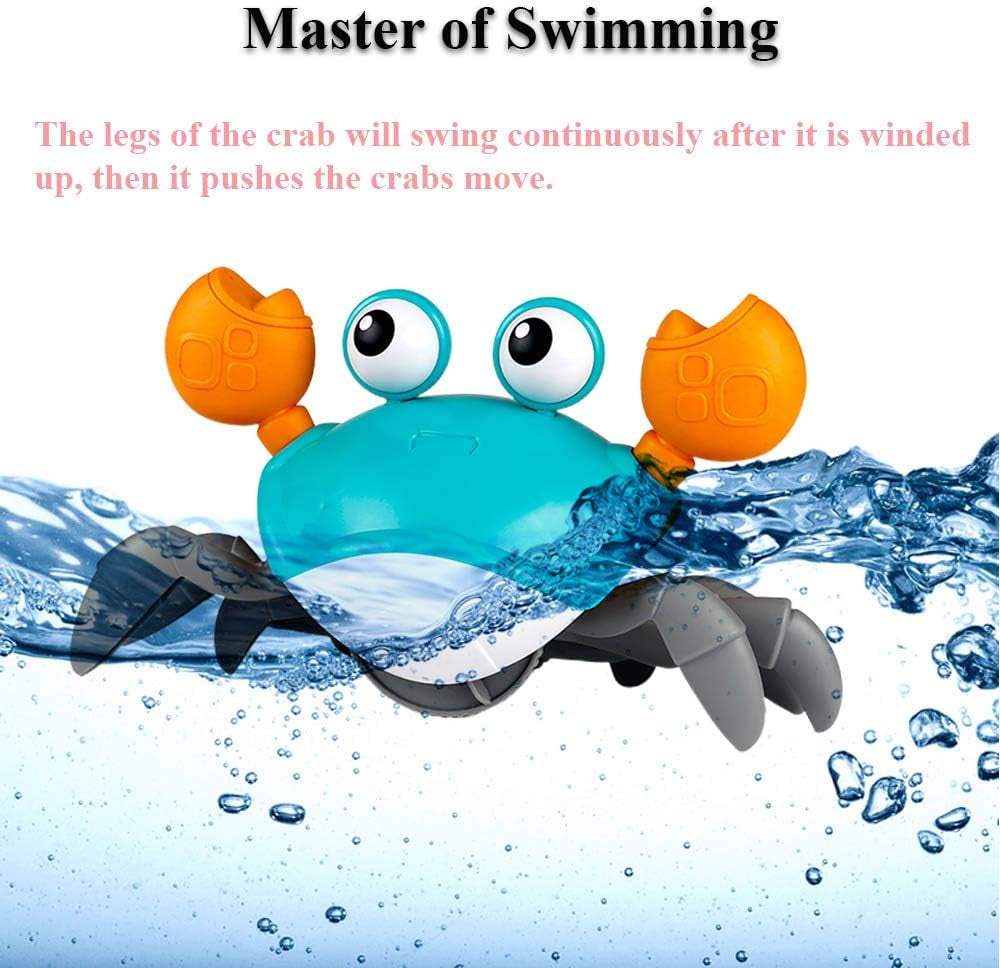 Professional Product Title: " Amphibious Bath Toy for Children - Entertaining Clockwork Beach Toy Blue Crab with Leash, Swimming and Floating Fun for Kids"