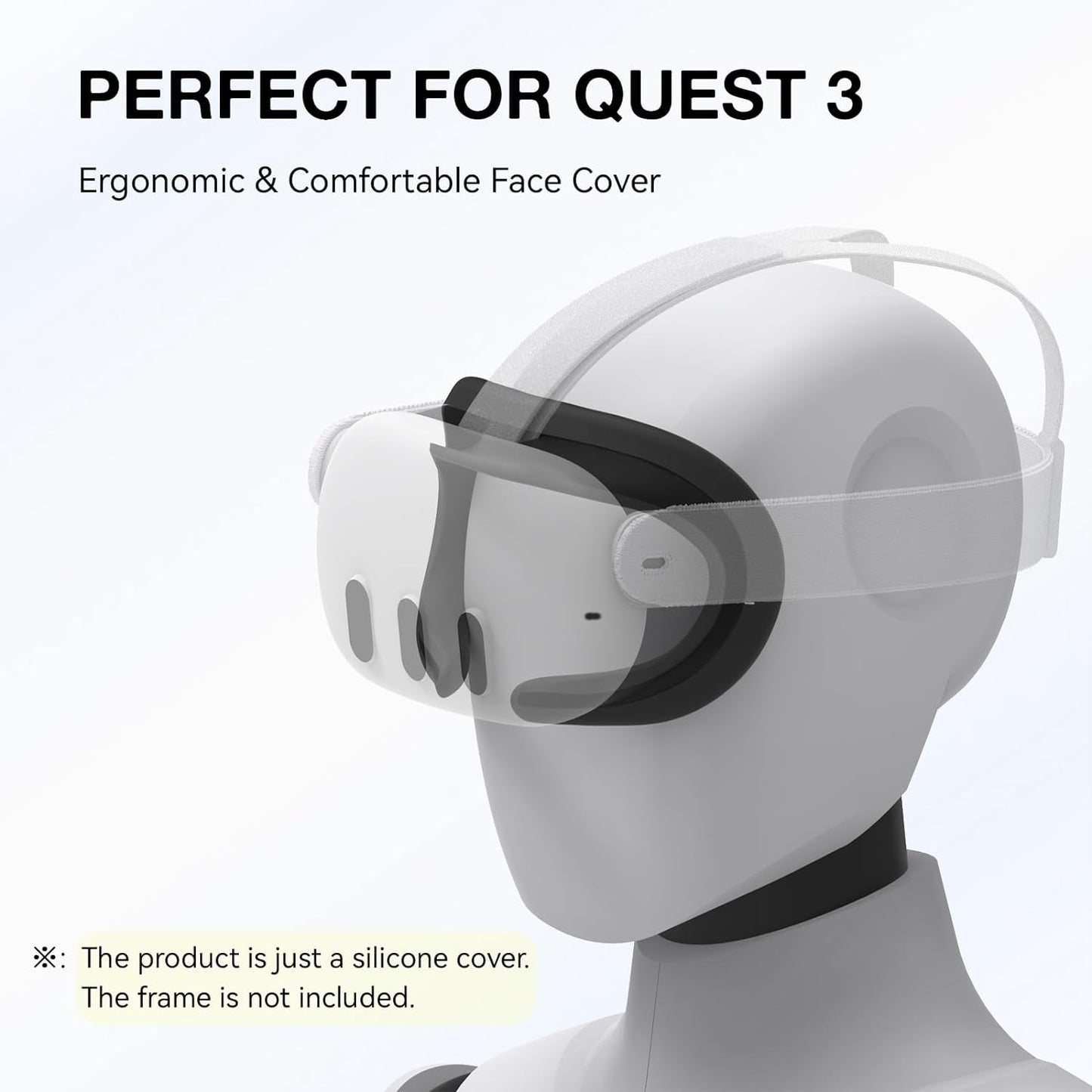 VR Silicone Face Pad Cover for Quest 3 Original Headset Accessories, VR Face Cushion Pad Mask for Quest 3 Headset Face Pad (Black)