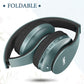 Wireless Headphones over Ear, Bluetooth Headphones with Microphone, Foldable Stereo Wireless Headset- Silver Blue