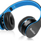 Kids Bluetooth Headphones BT6002 Wireless Headphones for Kids Children Adults for School Foldable Headset for 18 Hours for Pc/Phone/Tablets/Tv (Black/Blue)