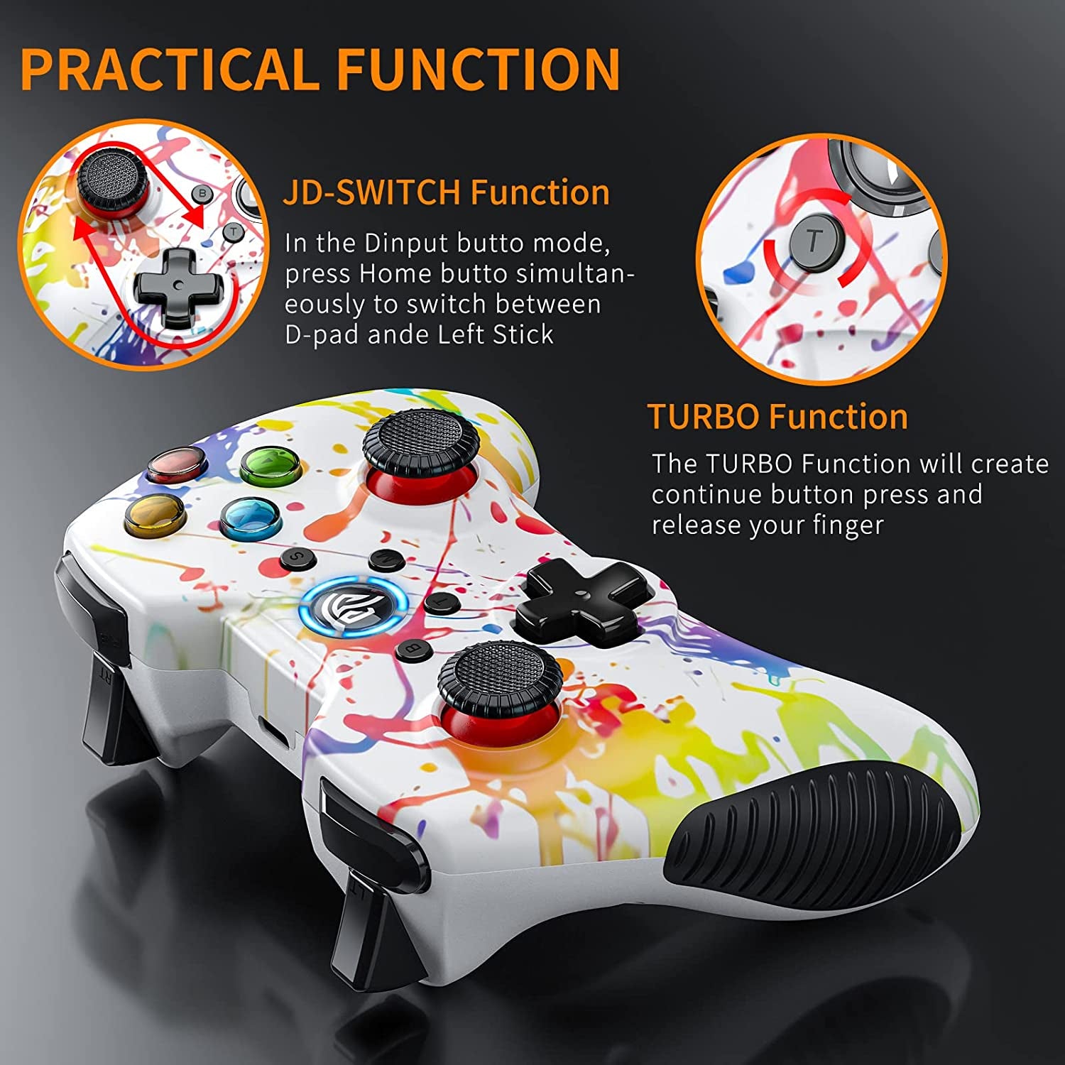 【2023 New】 Wireless Gaming Controller for Windows 7 8 10 11 Pc/Ps3/Android/Switch/Steam Deck, Dual-Vibrate Gamepad Joystick Computer Game Controller with Turbo, 14 Hours Working Battery