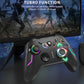 Wireless PC Gaming Controller for Windows (7/8/10/11)/ PS3/ Steam Deck/Android/Nintendo Switch, 9 Color LED Light PC Gamepad with Turbo Function, Adjustable Vibration & Headphone Jack（2.4G ）