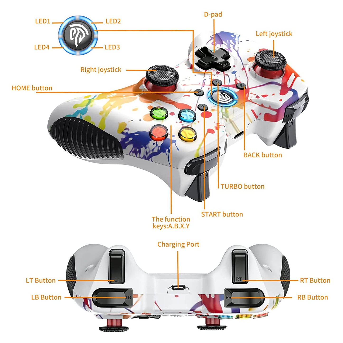 【2023 New】 Wireless Gaming Controller for Windows 7 8 10 11 Pc/Ps3/Android/Switch/Steam Deck, Dual-Vibrate Gamepad Joystick Computer Game Controller with Turbo, 14 Hours Working Battery