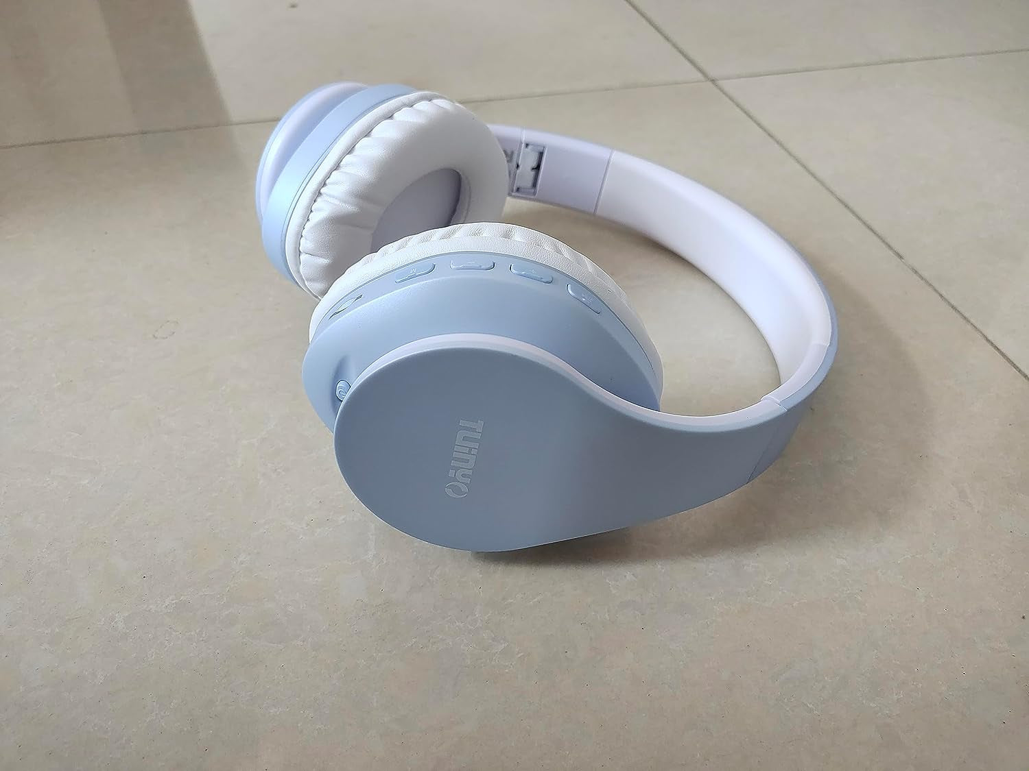 Wireless Headphones over Ear, Bluetooth Headphones with Microphone, Foldable Stereo Wireless Headset- Silver Blue