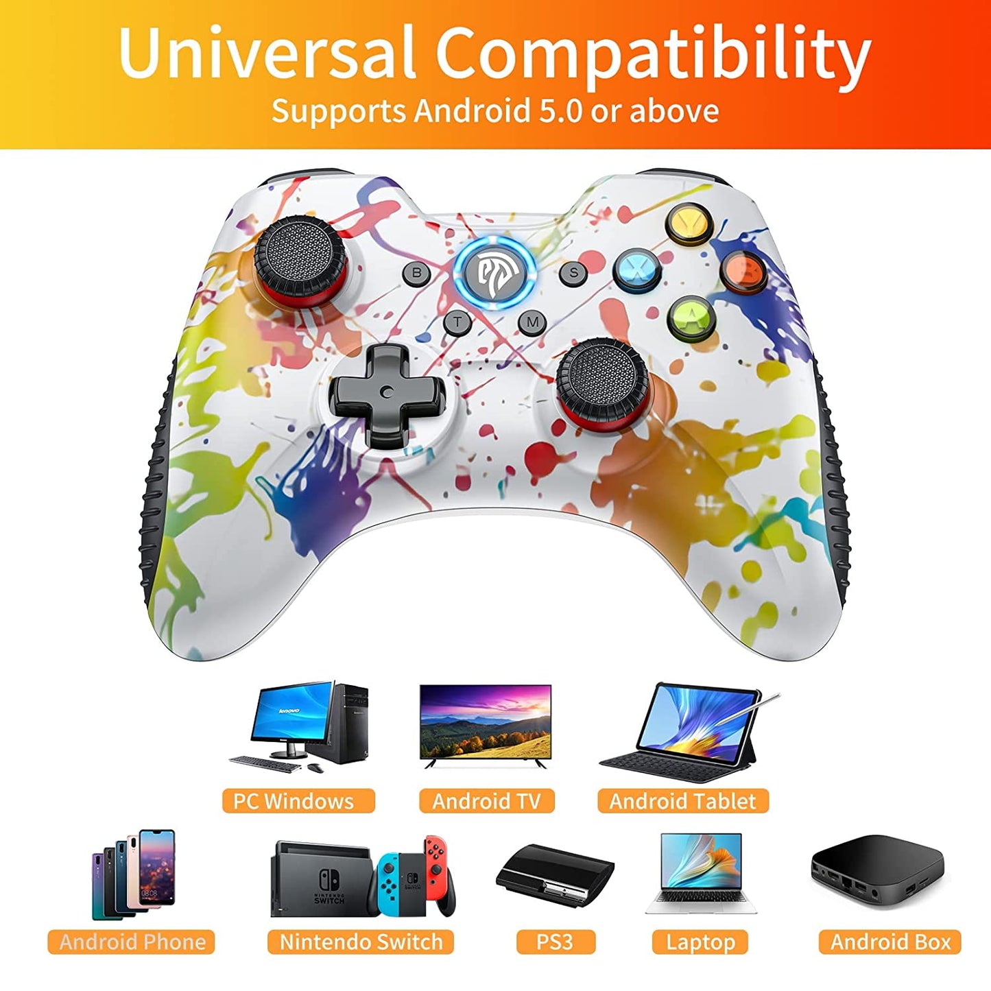 【2023 New】 Wireless Gaming Controller for Windows 7 8 10 11 Pc/Ps3/Android/Switch/Steam Deck, Dual-Vibrate Gamepad Joystick Computer Game Controller with Turbo, 14 Hours Working Battery