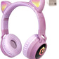 Wireless Bluetooth Headphones for Kids, Kid Headphone Over-Ear with LED Lights, Foldable Headphones with Microphone,Volume Limited, Wireless and Wired Headphone for Phones,Tablets,Pc,Laptop