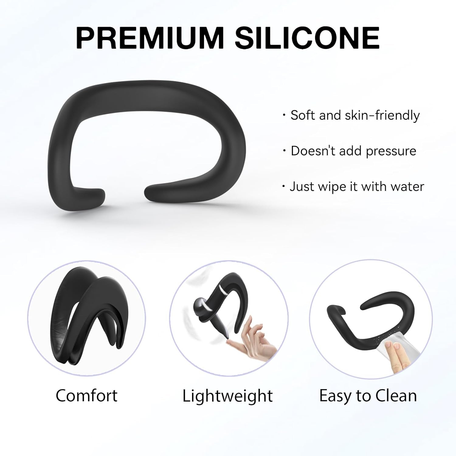 VR Silicone Face Pad Cover for Quest 3 Original Headset Accessories, VR Face Cushion Pad Mask for Quest 3 Headset Face Pad (Black)